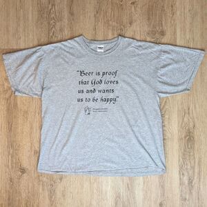 Gildan Graphic T-Shirt Beer Is Proof Quote Gray 2XL Funny Benjamin Franklin